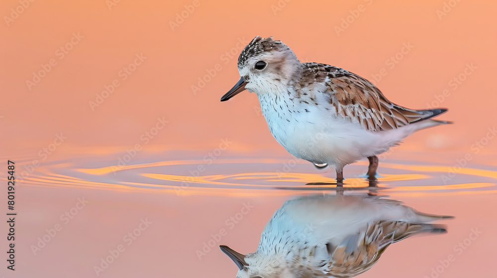Elegant bird wading in water during serene sunset Elegant bird wading in water during serene sunset