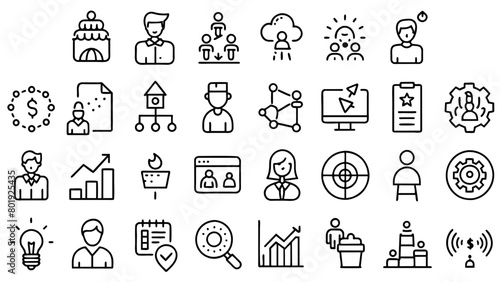 Business related line art icon set complete editable colors