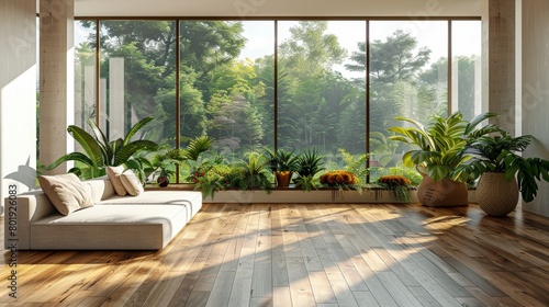 Luxury Living Room Interior with Wooden Floor Generative AI