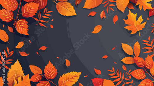 Beautiful autumn leaves on grey background Vector illustration