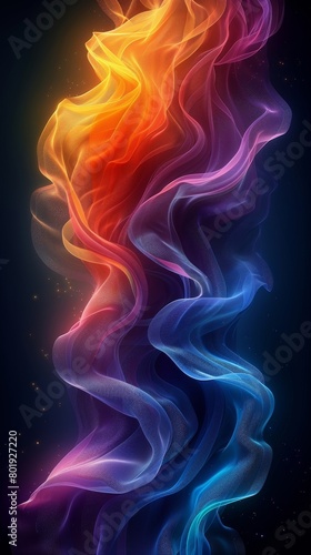 Rainbow Colored Wave on Black Background