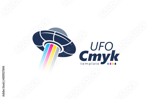 Logo CMYK print. UFO theme. Template design vector. White background