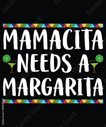 Mamacita Needs A Margarita T-Shirt Mom Shirt Women Funny Drinking Shirts Short Sleeve V-Neck Graphic Casual Tee Tops
