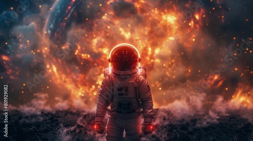 Astronaut Facing Massive Explosion © yganko