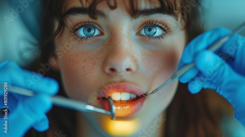 Dentist Examining Patient s Teeth in Modern Clinic Generative AI