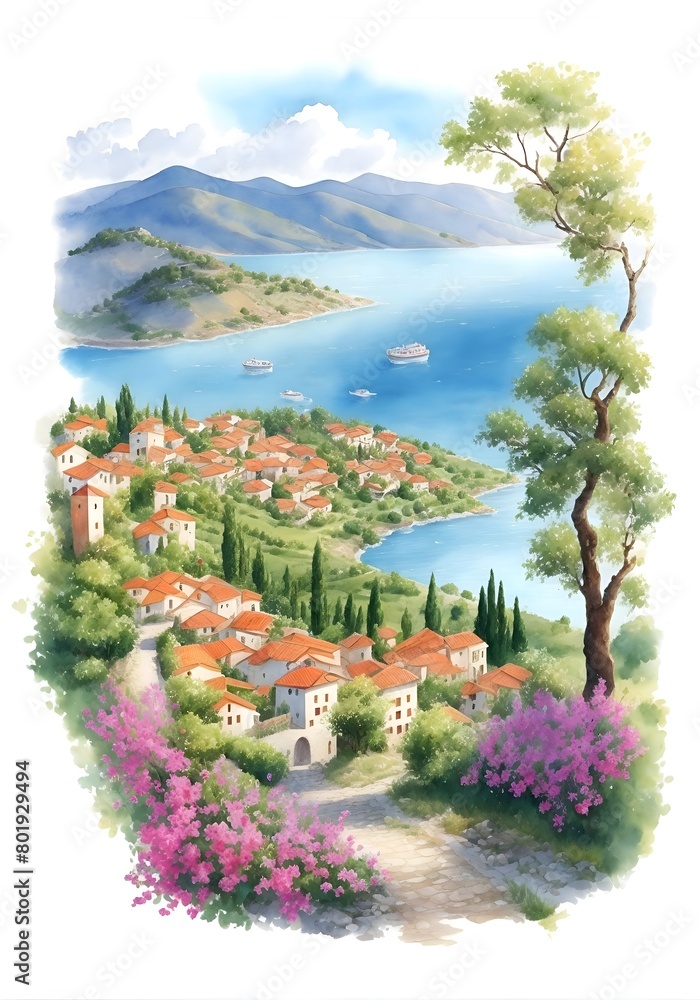 Albania Country Landscape Illustration Art