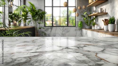 Elegant White Marble Tabletop in Modern Kitchen Generative AI