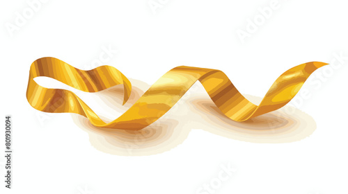Golden ribbon on white background Vector illustration