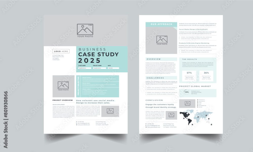 Project Case Study, Case Study Report, Business Case Study Layout with 2 Page design Accents Template