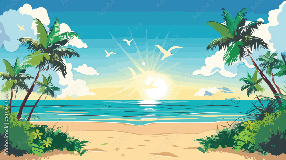 Summer design over landscape background vector illustration