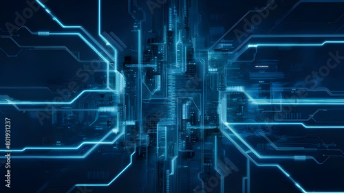 hi-tech digital background in blue color. futuristic digital electric tech circuit board. Background