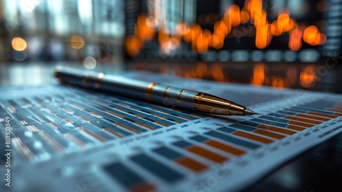 Close-Up Pen: Financial Analysis and Technology Business Concept photo