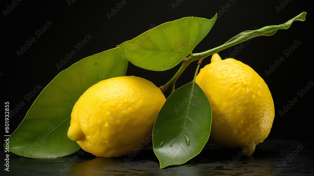 Two lemons with leave