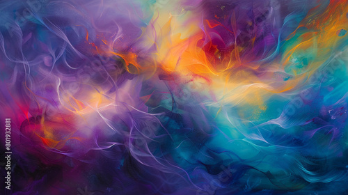 Wisps of ethereal mist intertwining with vibrant streaks of color, evoking a sense of mystery and wonder in a surreal dreamscape.