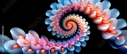 Abstract Fractal Spiral Petals Gradient Illumination Depth © FEROHORA