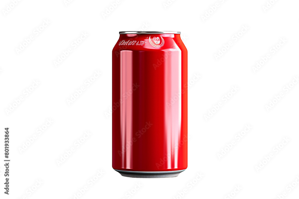 Red aluminum can with drink isolated on white on generative AI Red aluminum can with drink isolated on white on generative AI