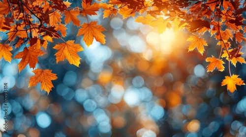 Autumn Nature Frame with Blurred Background Generative AI