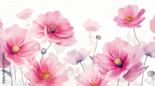 Beautiful pink flowers on white background Vector illustration © Asad