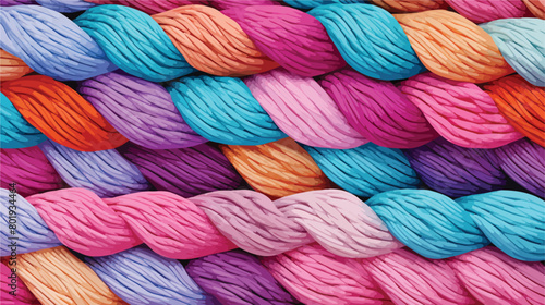 Texture of different knitting yarn closeup Vector illustration