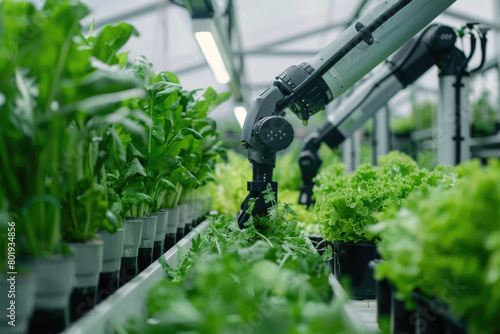 A vegetable greenhouse utilizing high-tech robotic automation technology.

