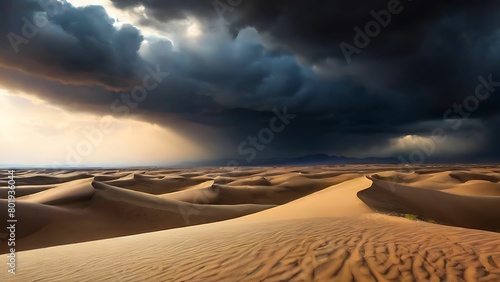 Dark clouds over desert