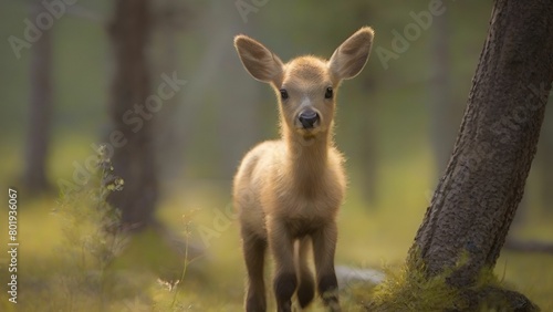 Elk calf in forest