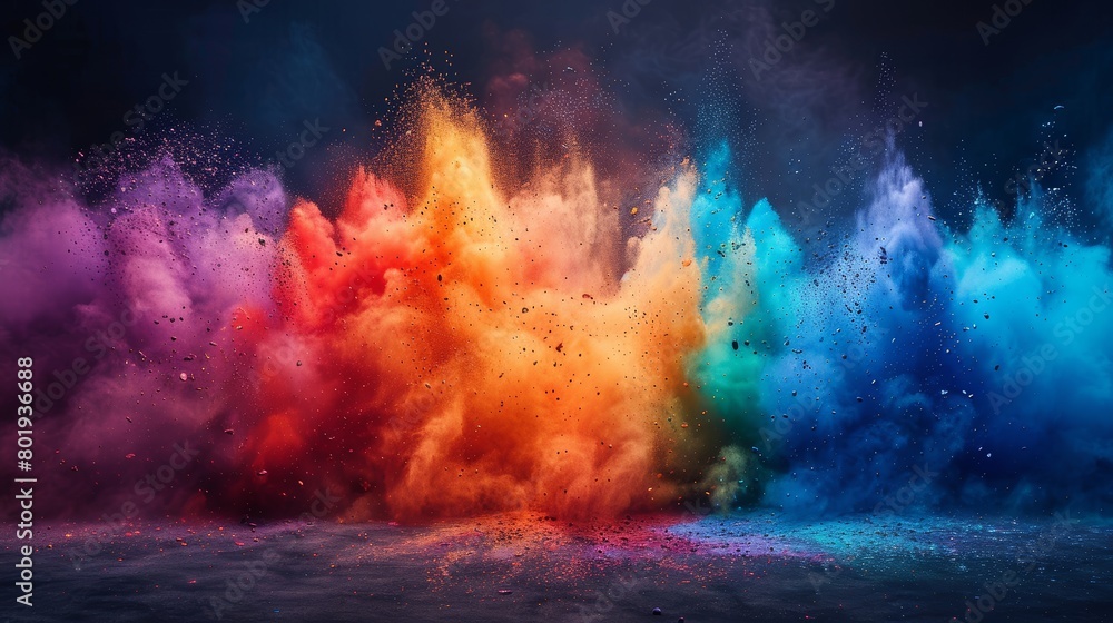Vibrant Colors Explode in Dynamic Holi Celebration Generative AI