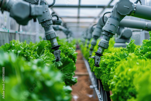 A vegetable greenhouse utilizing high-tech robotic automation technology.

 photo