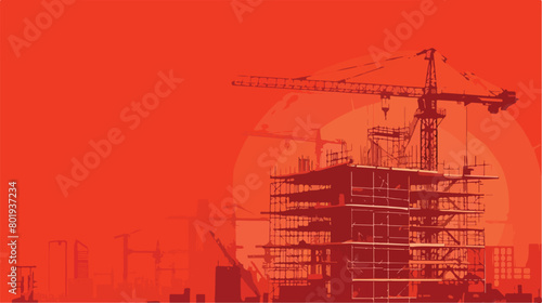 Under construction design over red background vector