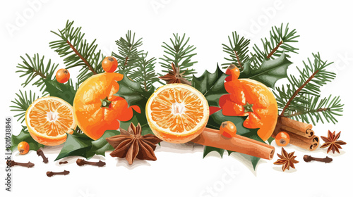 Handmade Christmas decoration made of tangerines with