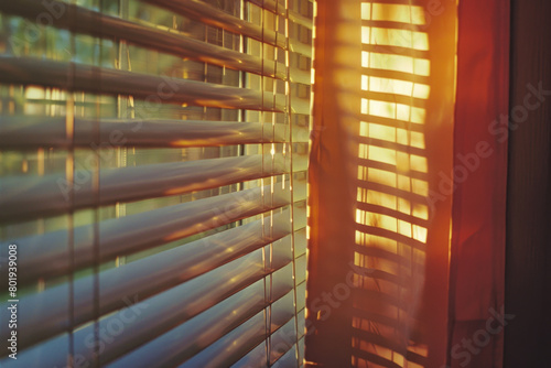 A detailed close-up of modern blinds that effectively regulate indoor humidity.