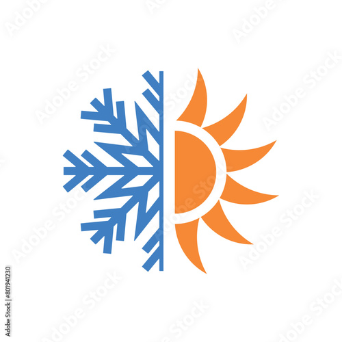 symbol fire snow heating and cooling logo for hvac business company vector illustration