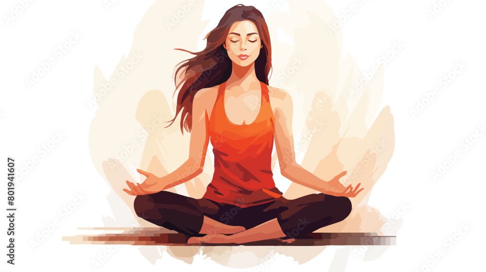 Beautiful woman practicing yoga on white background Vector