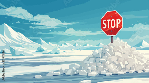 Warning sign with word STOP on salt Vector illustration