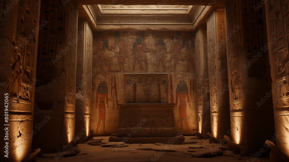 Inside Egyptian pyramids, Sarcophagus standing in the interior forbidden rooms.