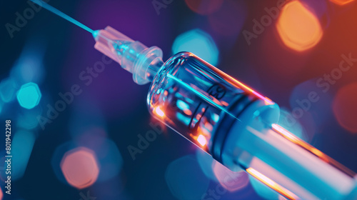 A closeup shot of a purple syringe with a needle resembling a microphone, symbolizing the musician injecting music into the performers soul like a potent drug photo