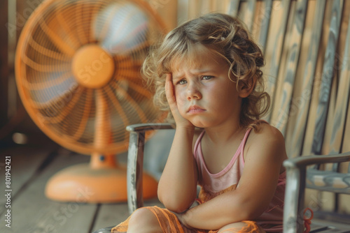 During hot summer days, children need additional electric fans to cool down.

