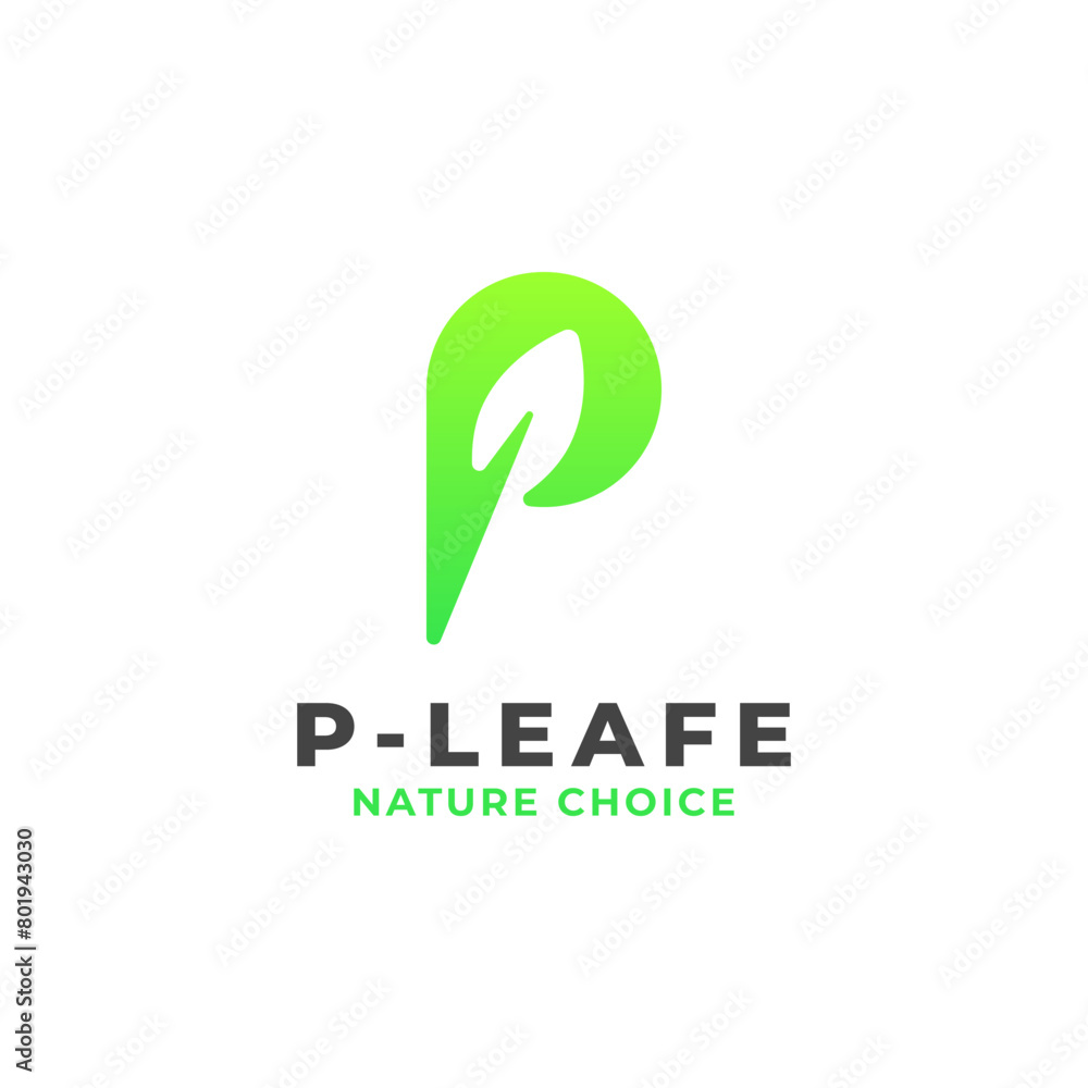 P Leafe Natur Logo. A simple, elegant logo featuring the letter P with a leaf sprouting from it. P Leafe Natur Logo. A simple, elegant logo featuring the letter P with a leaf sprouting from it.