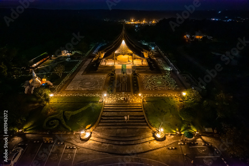 Wat Sirindhorn Wararam or Wat Phu Prao, also known as the Glow Temple, features painted fluorescent images on the walls and floor and is located in Sirindhorn, Ubon Ratchathani, Thailand photo
