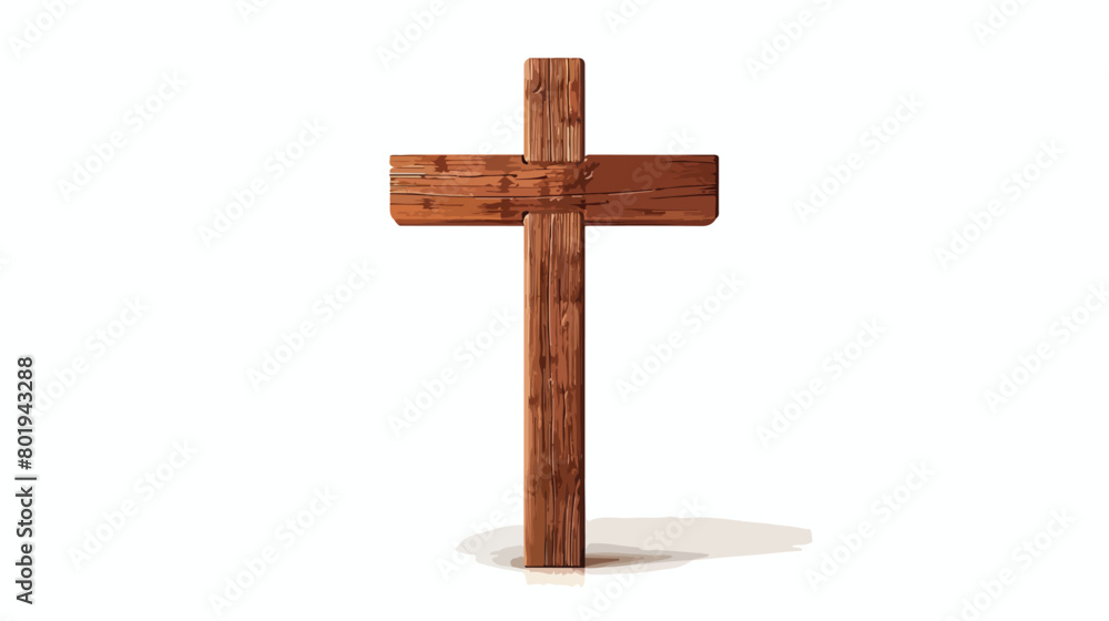 White background with wooden cross vector illustration
