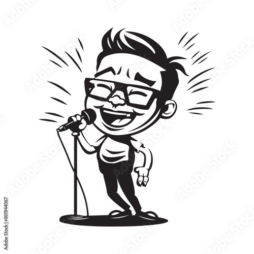 Comedian Vector Art Image . person with microphone