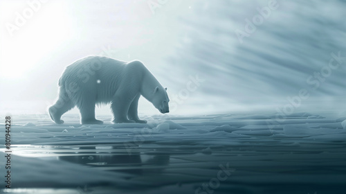 Arctic Resilience  The Majestic Polar Bear Navigating Frigid Icescapes