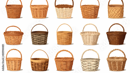 Wicker baskets isolated on white background Vector illustration