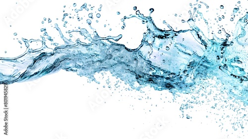 Dynamic Blue Water Splash on Pristine White Background