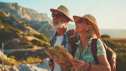A retired couple traveling the world, highlighting the joys of financial freedom in retirement. Copy Space