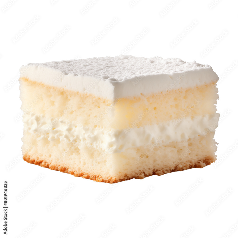 Vanilla cake slice isolated on transparent or white background, png Vanilla cake slice isolated on transparent or white background, png