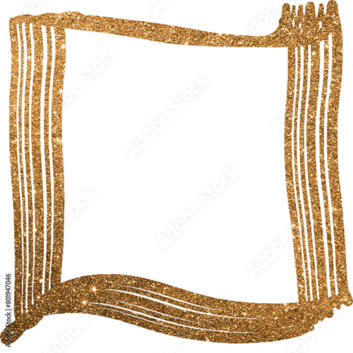 glitter square frame - golden color - vector graphic resource - ideal for greeting cards, presentations, canva, photography, scrapbooking, cricut, sublimation, stickers, tags
