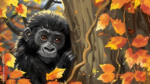 Curious Baby Gorilla Playfu...