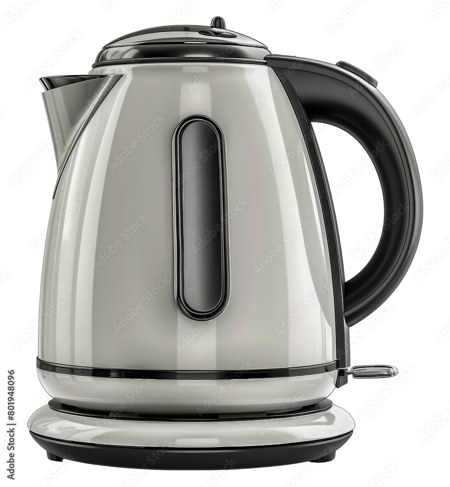 Modern silver electric kettle, cut out - stock png. Modern silver electric kettle, cut out - stock png.