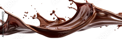 Chocolate splash panorama banner isolated on white background with clipping path